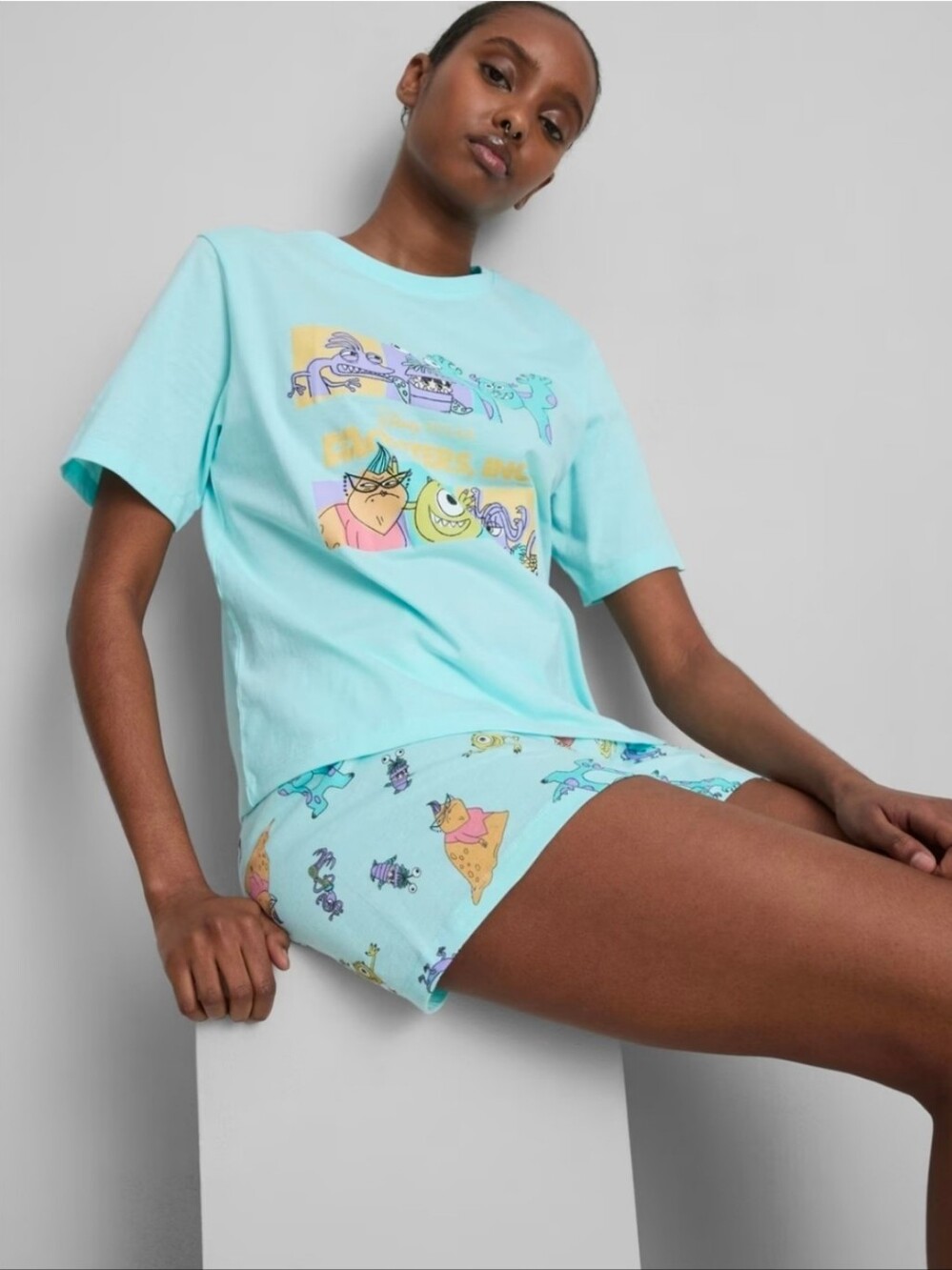 NWT Primark X Disney Monsters Inc. Pajama Set MED Blue - Picture 2 of 9